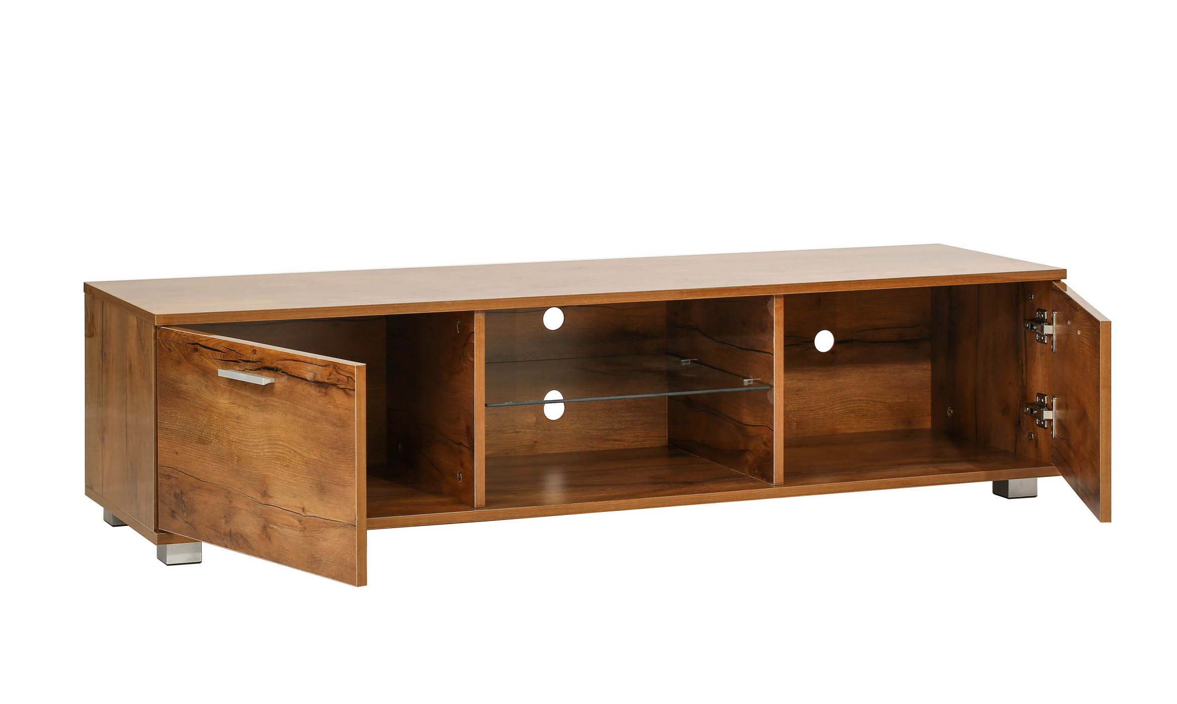 TV meubel - dressoir - led verlichting - 140 cm breed - bruin houtstructuur - VDD Stage TV meubel - dressoir - led verlichting - 140 cm breed - bruin houtstructuur - VDD Stage