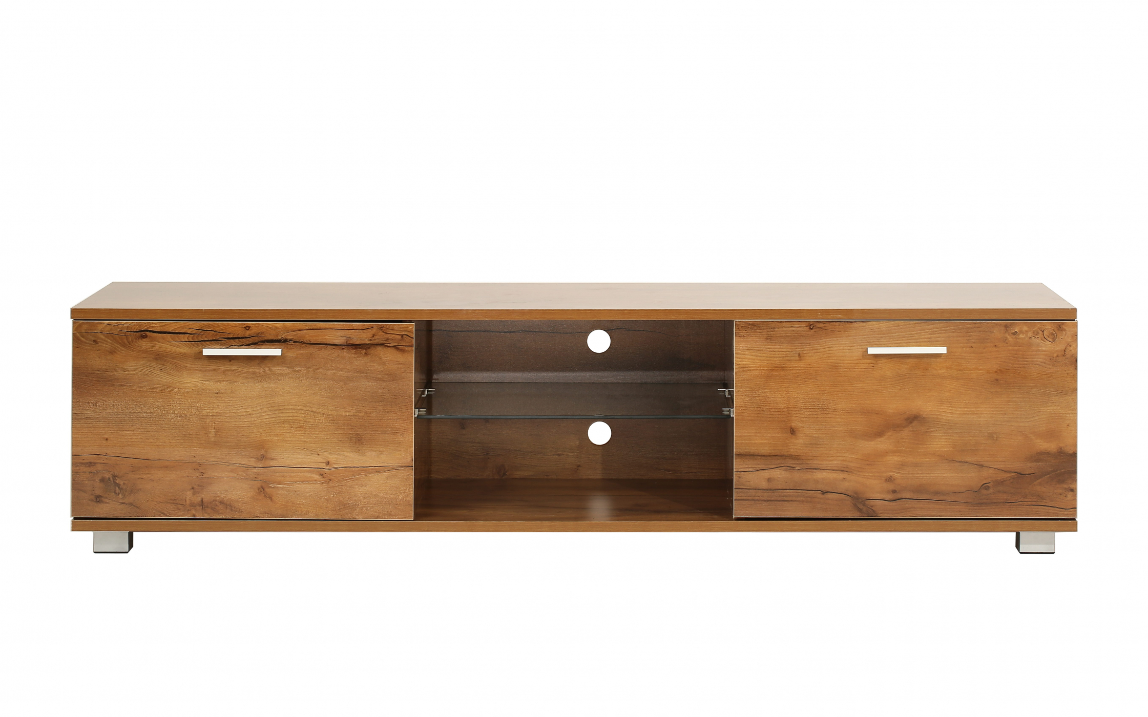 TV meubel - dressoir - led verlichting - 140 cm breed - bruin houtstructuur - VDD Stage TV meubel - dressoir - led verlichting - 140 cm breed - bruin houtstructuur - VDD Stage