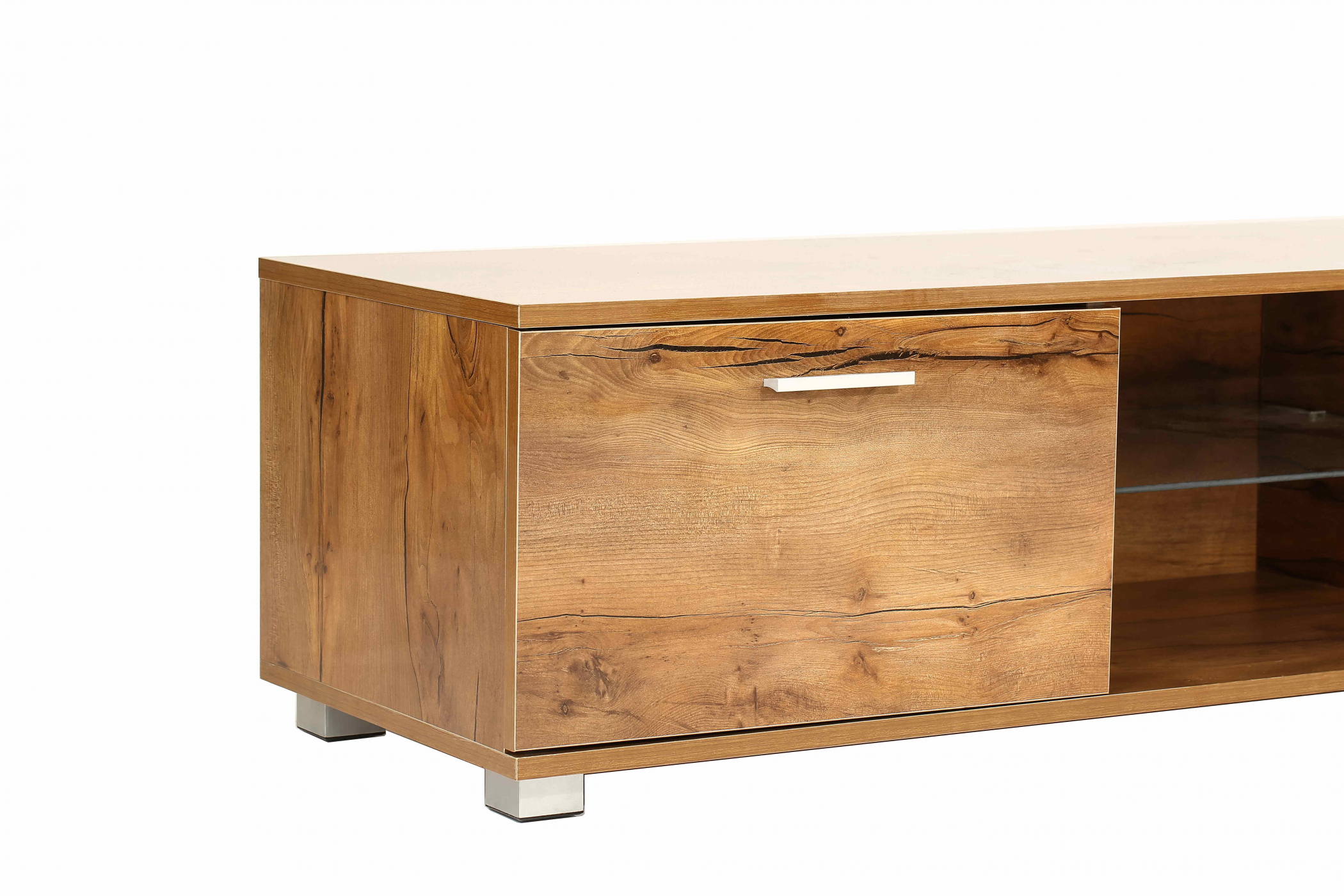 TV meubel - dressoir - led verlichting - 140 cm breed - bruin houtstructuur - VDD Stage TV meubel - dressoir - led verlichting - 140 cm breed - bruin houtstructuur - VDD Stage