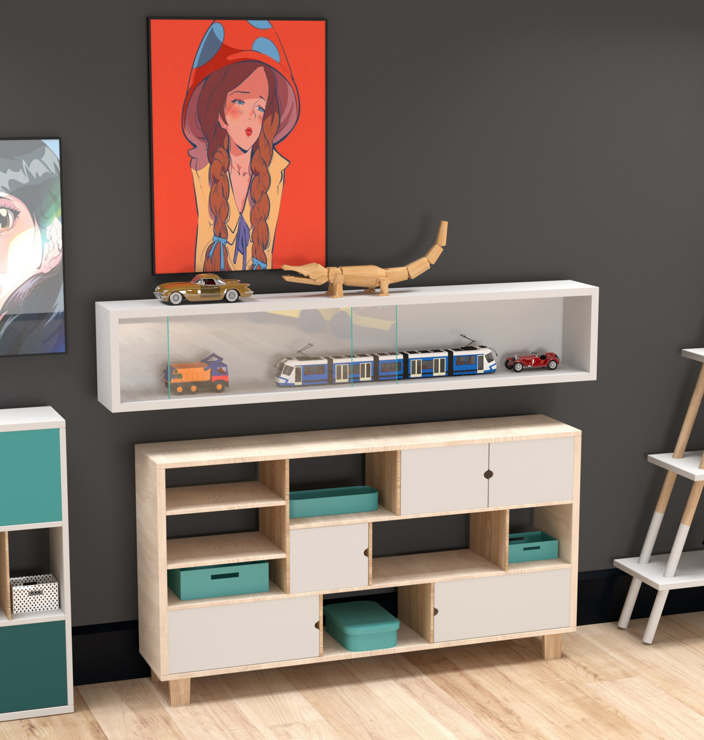 VDD Vitrinekastje staande hangende wandvitrine - schuifdeuren - 95 x 18 x 12 cm - VDD Stage VDD Vitrinekastje staande hangende wandvitrine - schuifdeuren - 95 x 18 x 12 cm - VDD Stage
