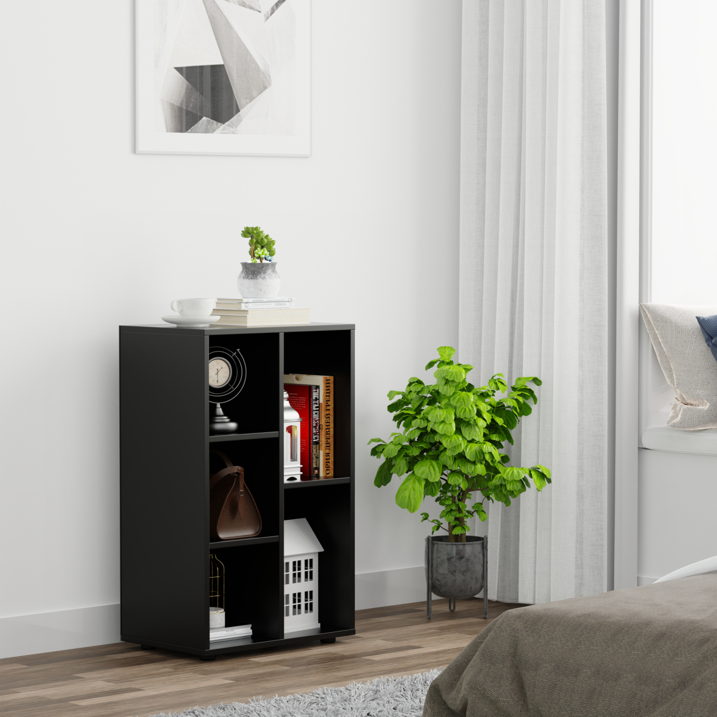 VDD - Kast - wandkast - zwart - 5 vakken - alternatieve afbeelding