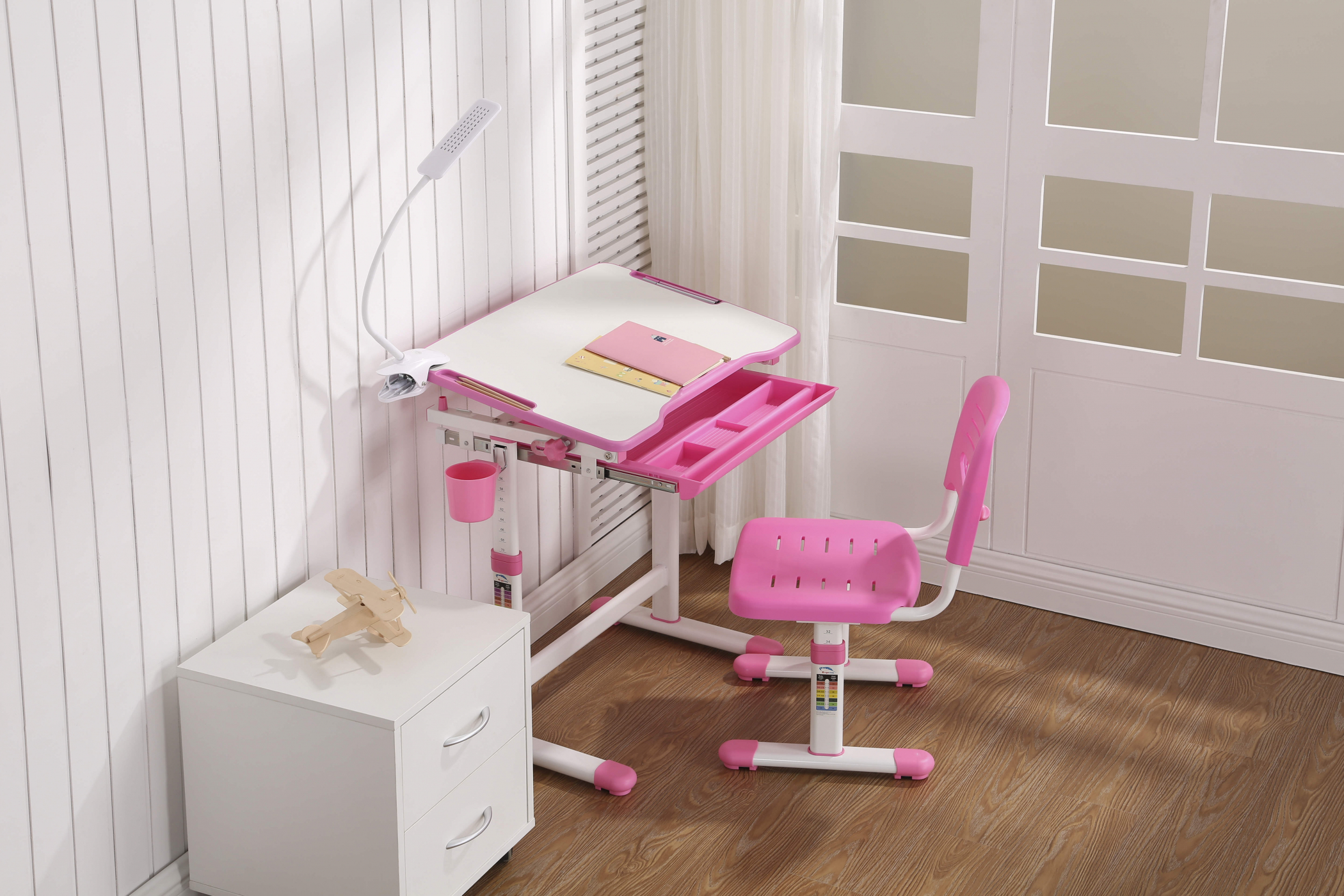 Bureau kinderen tekentafel met bureaustoel - schooltafel - ergonomisch hoogte verstelbaar - alternatieve afbeelding