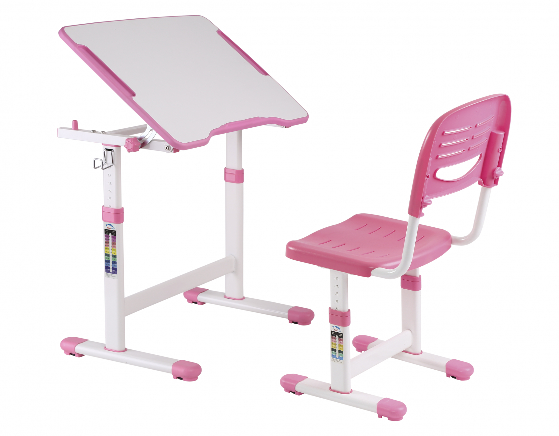 Bureau met bureaustoel meisje - tekentafel - ergonomisch in hoogte verstelbaar - alternatieve afbeelding