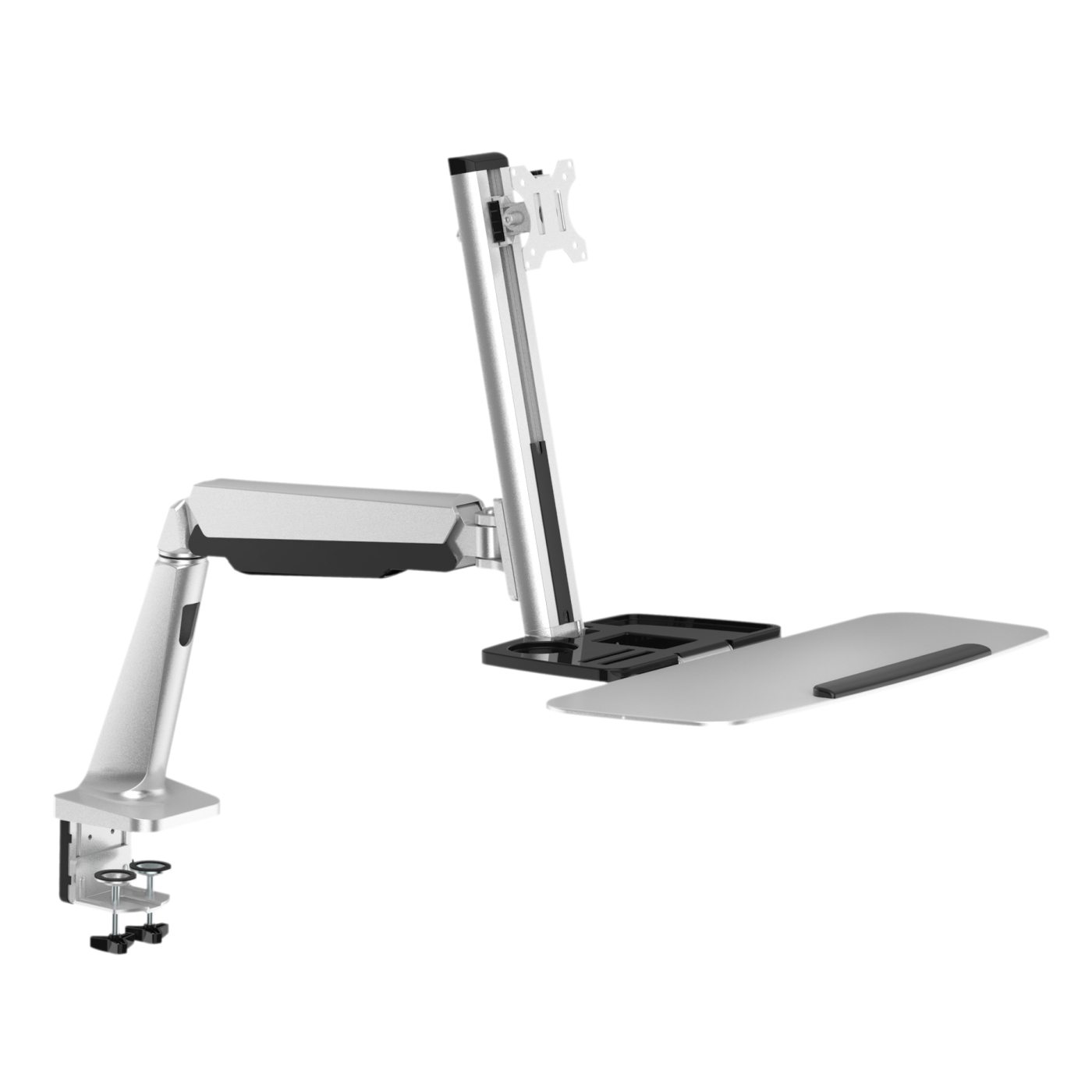 Zit sta werkplek - monitorbeugel met toetsenbord lade - werkstation - VDD Stage Zit sta werkplek - monitorbeugel met toetsenbord lade - werkstation - VDD Stage
