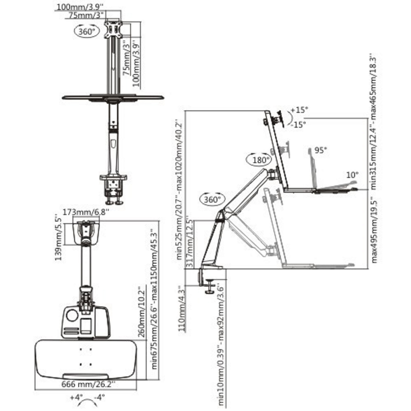 Zit sta werkplek - monitorbeugel met toetsenbord lade - werkstation - VDD Stage Zit sta werkplek - monitorbeugel met toetsenbord lade - werkstation - VDD Stage