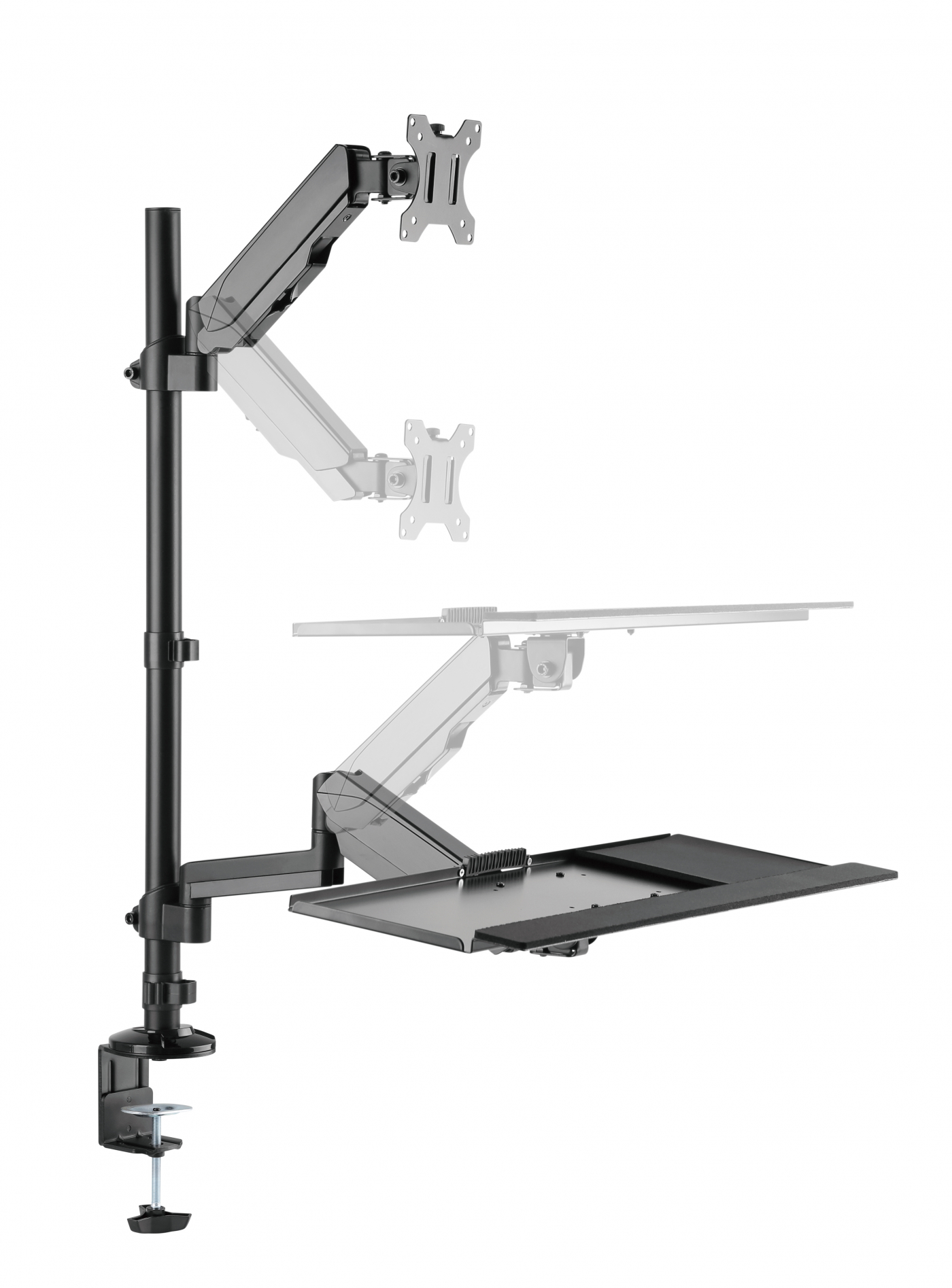 Zit sta werkplek - monitorbeugel toetsenbord bureausteun - werkstation computer - alternatieve afbeelding