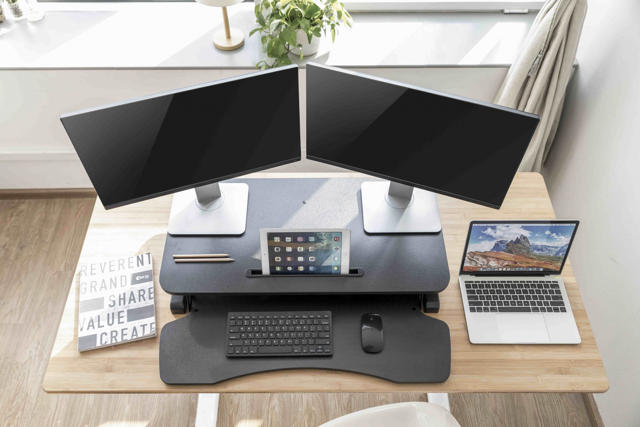 Bureau zit sta verhoger ergonomisch - werkstation hoogte verstelbaar - 80 cm breed - VDD Stage Bureau zit sta verhoger ergonomisch - werkstation hoogte verstelbaar - 80 cm breed - VDD Stage