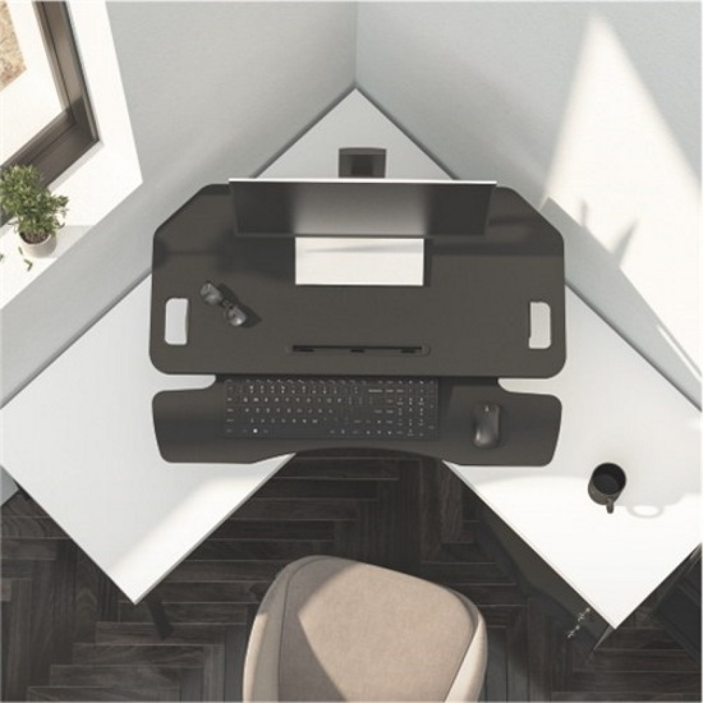 Bureau verhoger zit sta werkplek - ergonomisch hoogte verstelbaar bureau - 95 cm breed - VDD Stage Bureau verhoger zit sta werkplek - ergonomisch hoogte verstelbaar bureau - 95 cm breed - VDD Stage