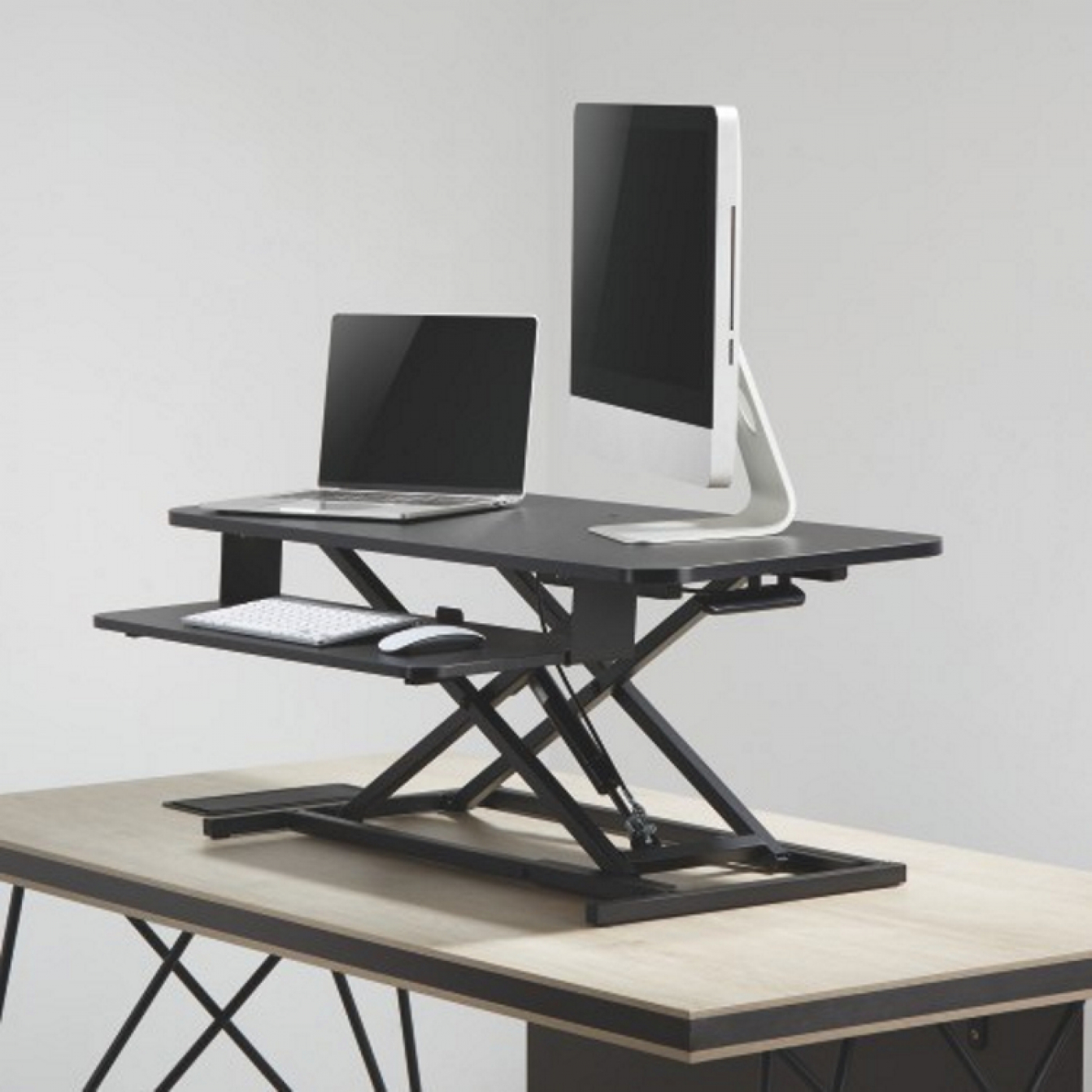 Zit sta bureau verhoger ergonomisch - werkstation hoogte verstelbaar - 95 cm breed - VDD Stage Zit sta bureau verhoger ergonomisch - werkstation hoogte verstelbaar - 95 cm breed - VDD Stage