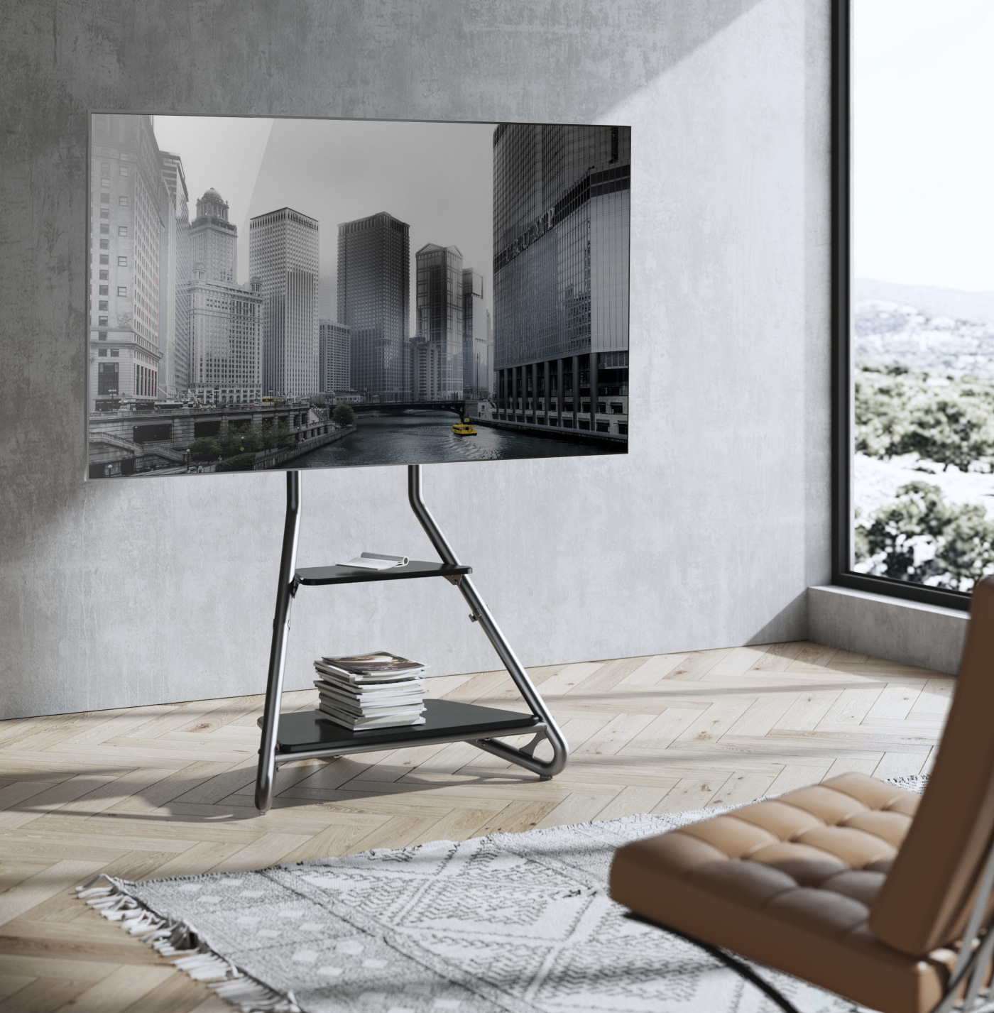 Tv standaard statief studio design - zwart - alternatieve afbeelding