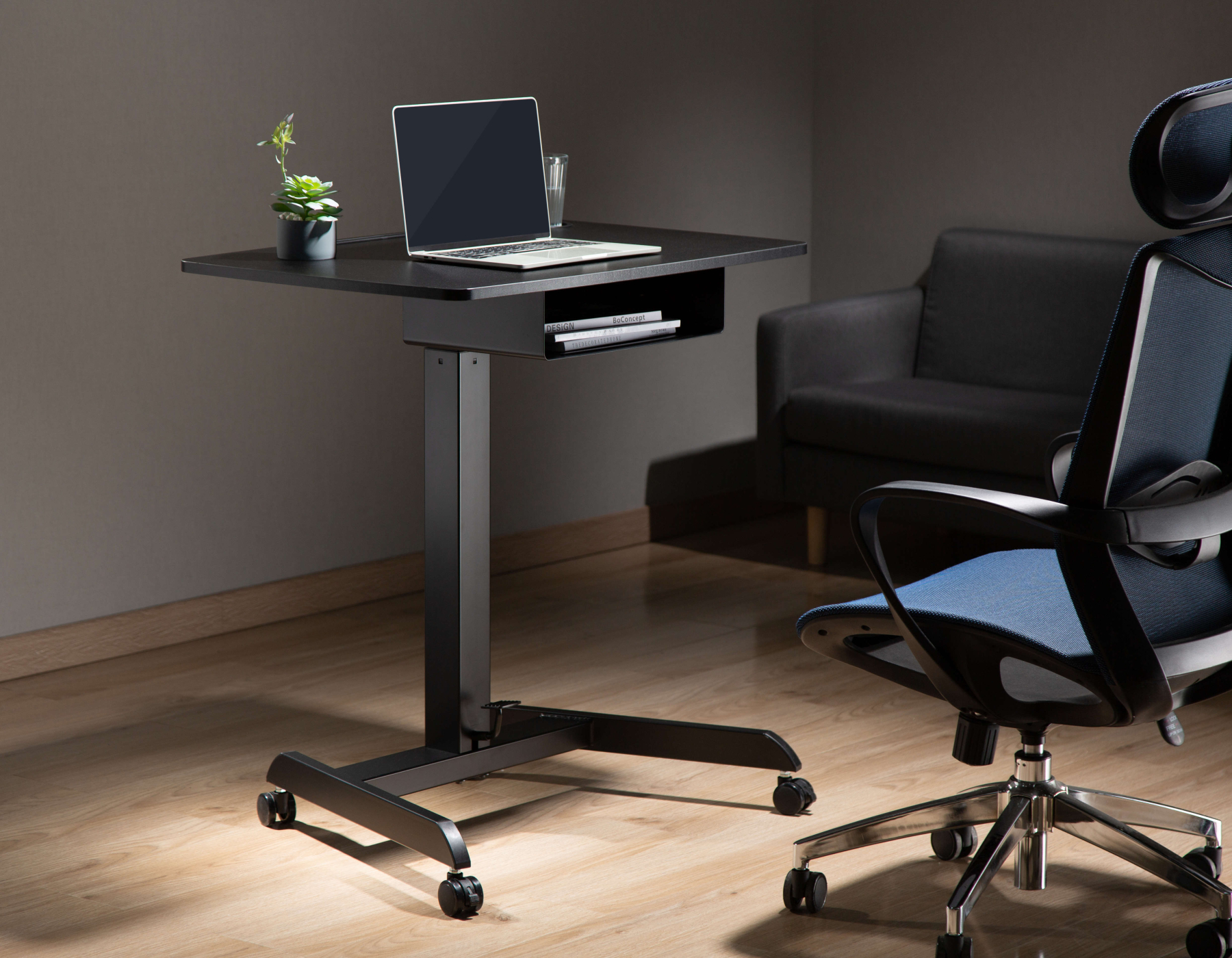 Zit sta bureau laptoptafel - verrijdbaar workstation - presentatie lessenaar - alternatieve afbeelding