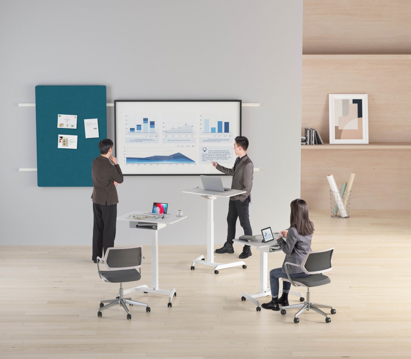 Zit sta bureau verrijdbaar -  laptoptafel - verrijdbaar workstation - presentatie lessenaar - alternatieve afbeelding