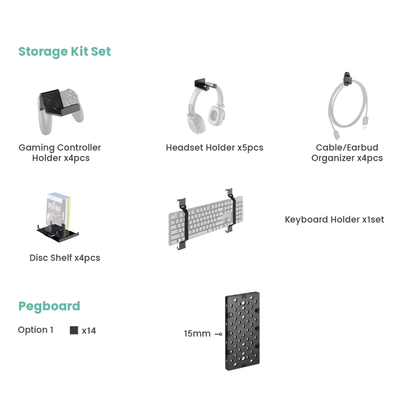Game accessoires modulair opbergsysteem voor controller console games en headset - alternatieve afbeelding