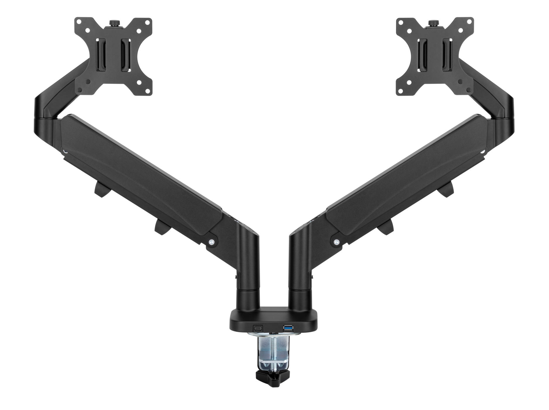 Monitorbeugel 2 beeldschermen gasveer - monitorarm - usb 3.0 en type c - draaibaar kantelbaar roteerbaar - VDD Stage Monitorbeugel 2 beeldschermen gasveer - monitorarm - usb 3.0 en type c - draaibaar kantelbaar roteerbaar - VDD Stage