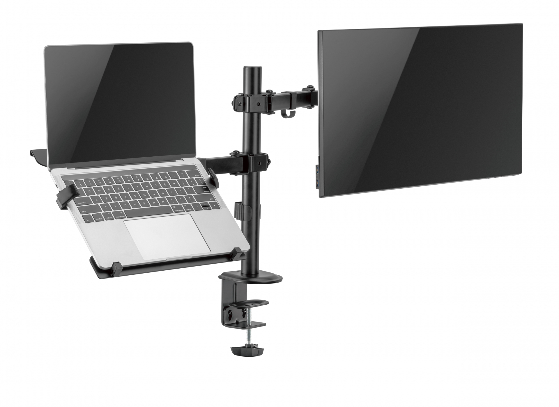 Monitorarm met laptopstandaard - draaibaar roteerbaar kantelbaar hoogte verstelbaar - 17 - 32 inch scherm