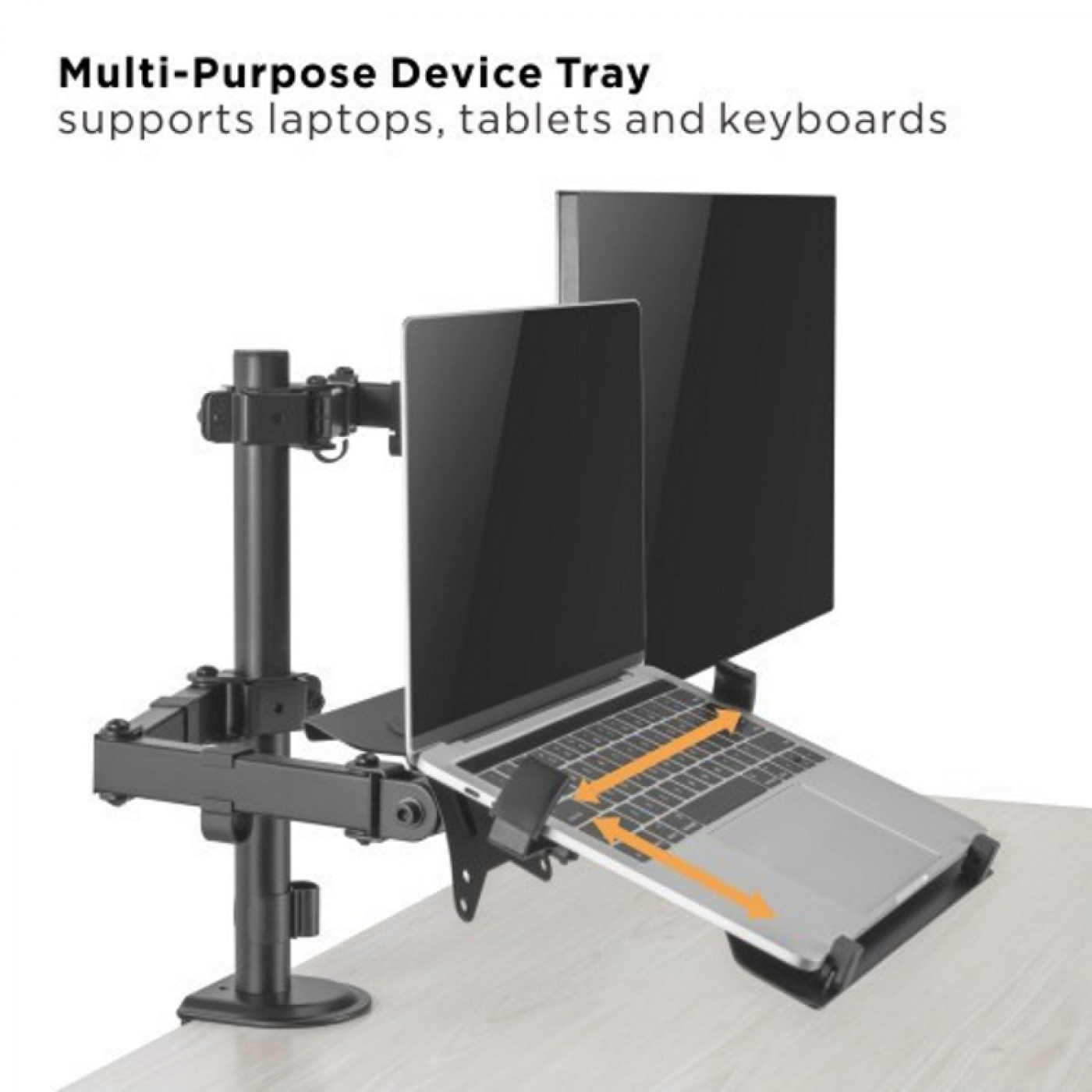 Monitorarm met laptopstandaard - draaibaar roteerbaar kantelbaar hoogte verstelbaar - 17 - 32 inch scherm - alternatieve afbeelding