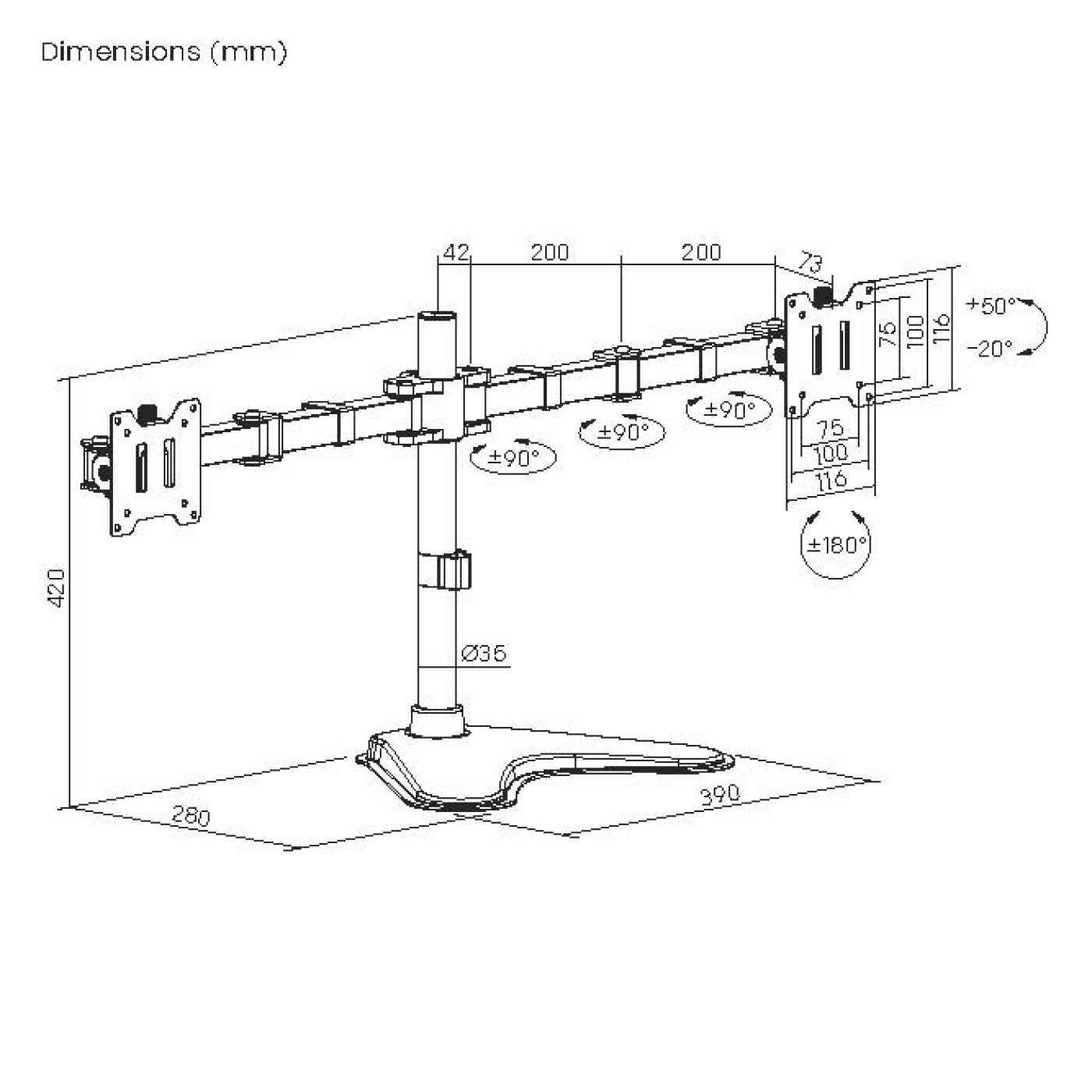 VDD - monitorarm - 2 schermen - heavy duty - met voet - VDD Stage VDD - monitorarm - 2 schermen - heavy duty - met voet - VDD Stage