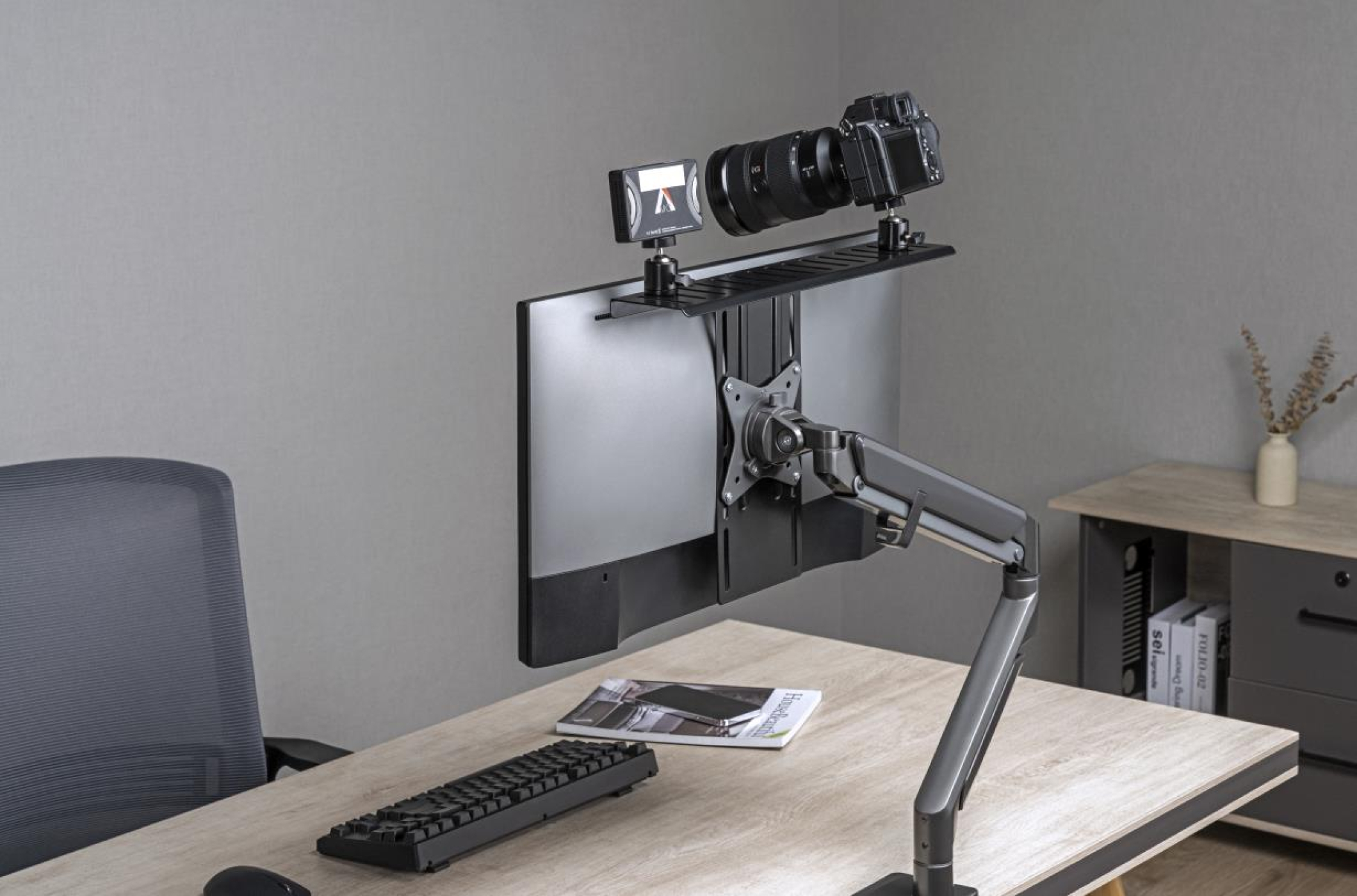 Monitorplank voor live streaming - Verstelbaar monitorplankje - Alles-in-één studio-opstellingsplank - microfoonhouder - VDD Stage Monitorplank voor live streaming - Verstelbaar monitorplankje - Alles-in-één studio-opstellingsplank - microfoonhouder - VDD Stage