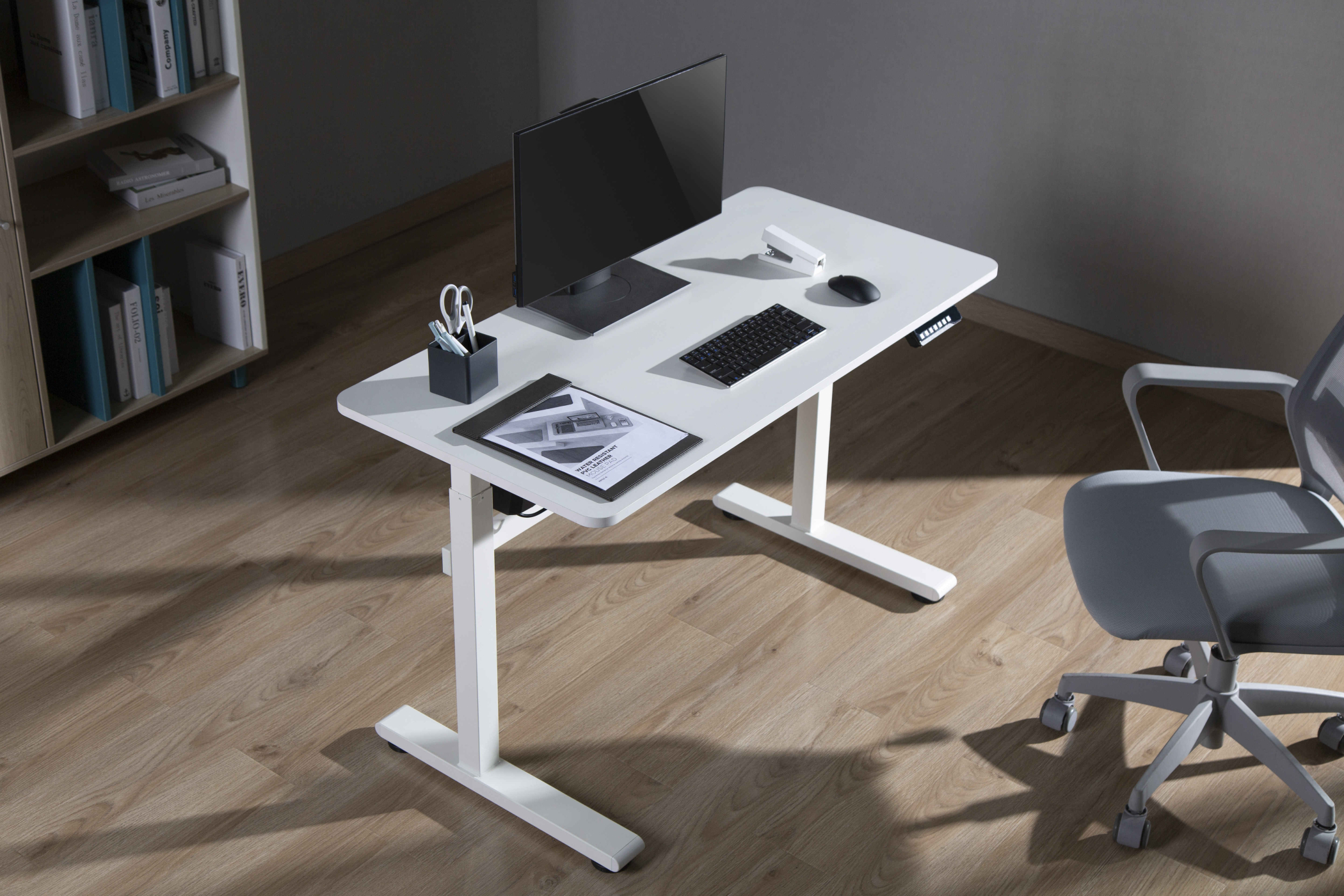 Bureau zit sta elektrisch in hoogte verstelbaar - 118 x 58 cm - wit - alternatieve afbeelding