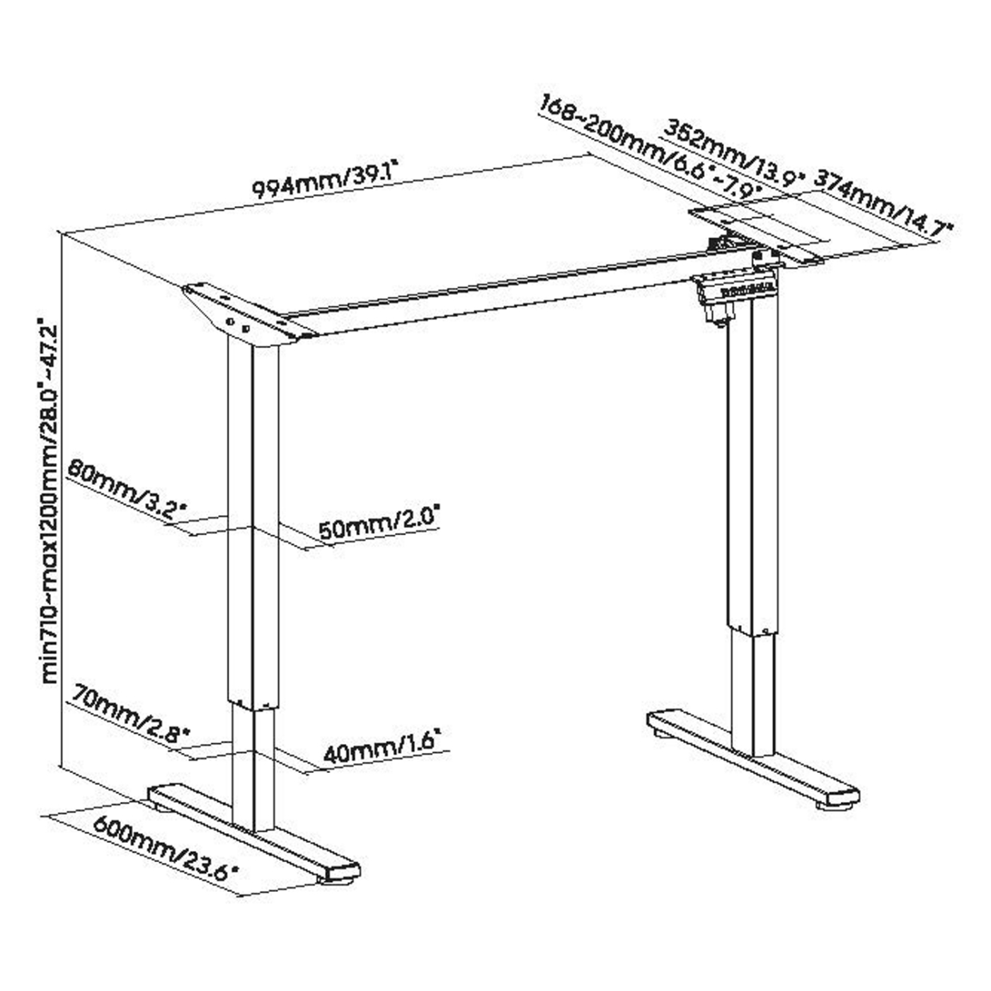 Bureau frame zit sta - elektrisch hoogte verstelbaar - bureaublad formaat 110 tot 140 cm - VDD Stage Bureau frame zit sta - elektrisch hoogte verstelbaar - bureaublad formaat 110 tot 140 cm - VDD Stage