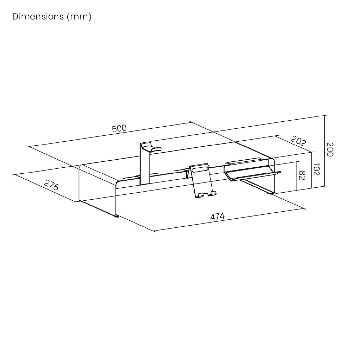 VDD Gaming Monitor Verhoger - Monitor Standaard - Laptop Standaard - Computer Standaard - Laptop Verhoger - Bureau Organizer - incl. Telefoon & Koptelefoon Houder - Zwart - alternatieve afbeelding