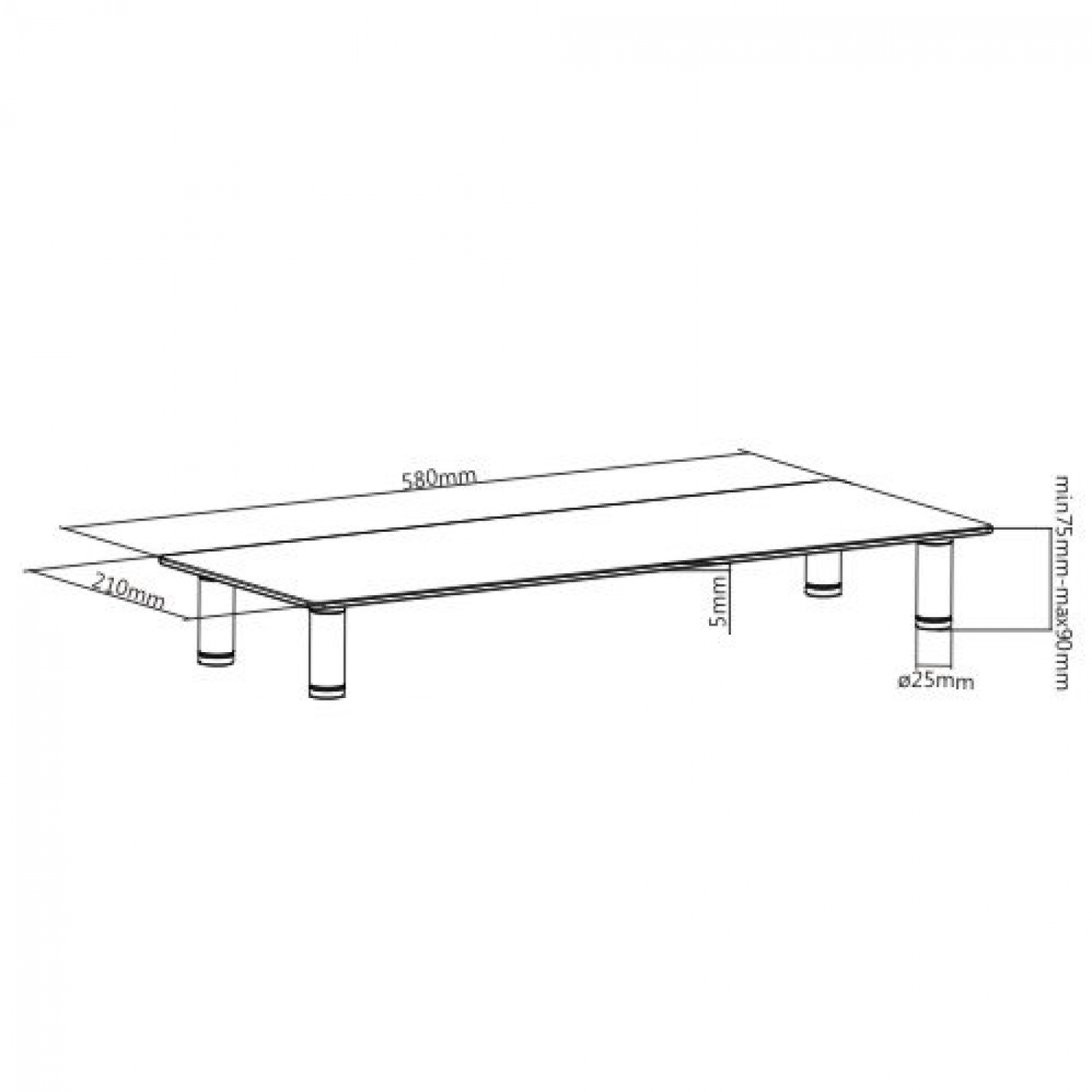 Monitor beeldscherm verhoger hoogte verstelbaar aluminium glas - VDD Stage Monitor beeldscherm verhoger hoogte verstelbaar aluminium glas - VDD Stage