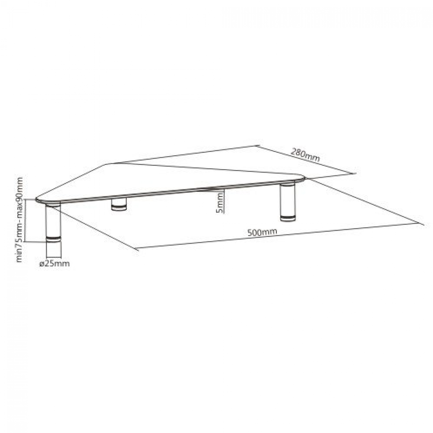 Beeldscherm monitor verhoger hoekmodel driehoek verstelbaar aluminium glas - VDD Stage Beeldscherm monitor verhoger hoekmodel driehoek verstelbaar aluminium glas - VDD Stage