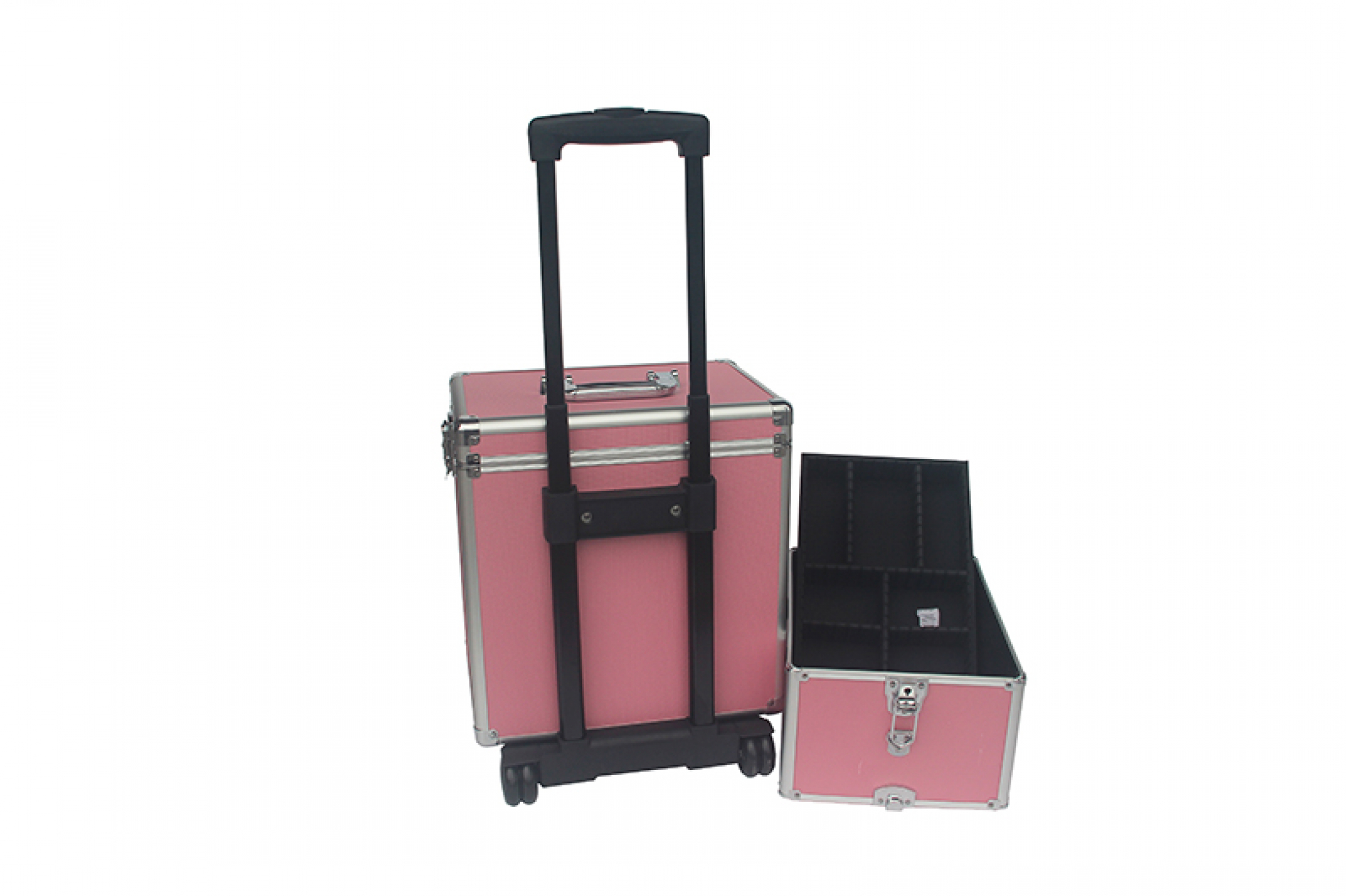 Kapperskoffer trolley - visagie make up nagel koffer - schminkkoffer - beauty case - roze - VDD Stage Kapperskoffer trolley - visagie make up nagel koffer - schminkkoffer - beauty case - roze - VDD Stage