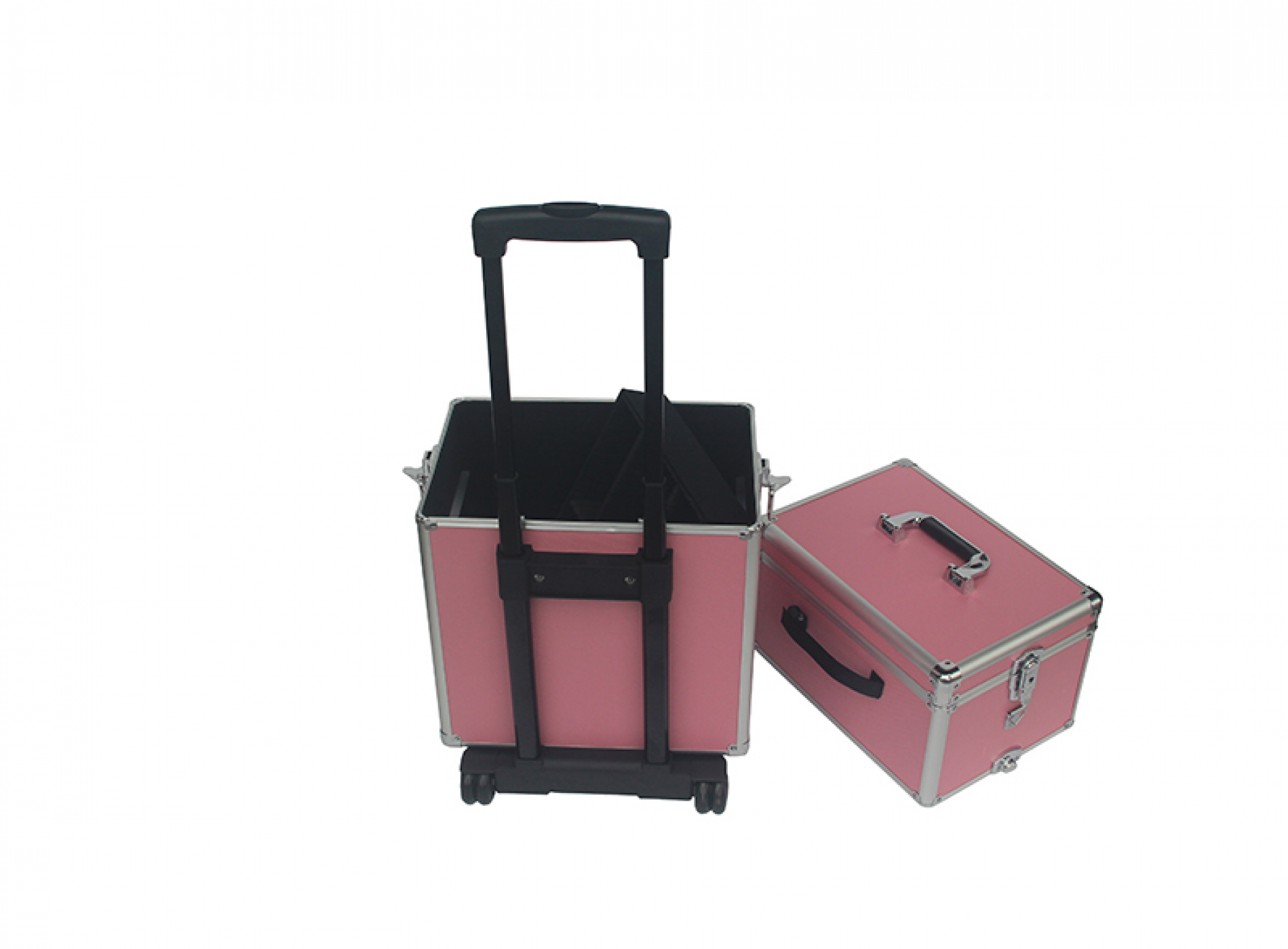 Kapperskoffer trolley - visagie make up nagel koffer - schminkkoffer - beauty case - roze - VDD Stage Kapperskoffer trolley - visagie make up nagel koffer - schminkkoffer - beauty case - roze - VDD Stage