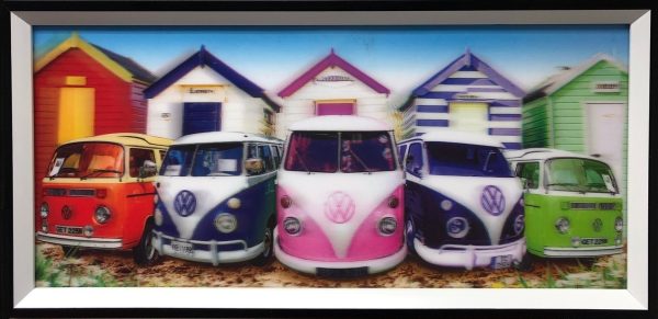 VW volkswagen retro vintage bus 3D holografisch schilderij SET van 2 stuks - VDD Stage