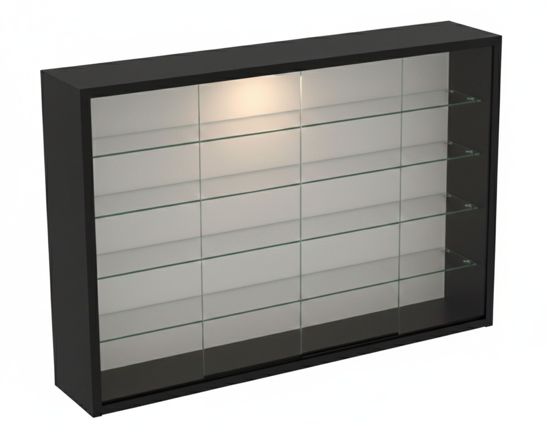 VDD – Vitrinekast – Vitrinekast met glas – Vitrinekast met led verlichting – Vitrinekastje - 75 x 14 x 55 cm - Zwart