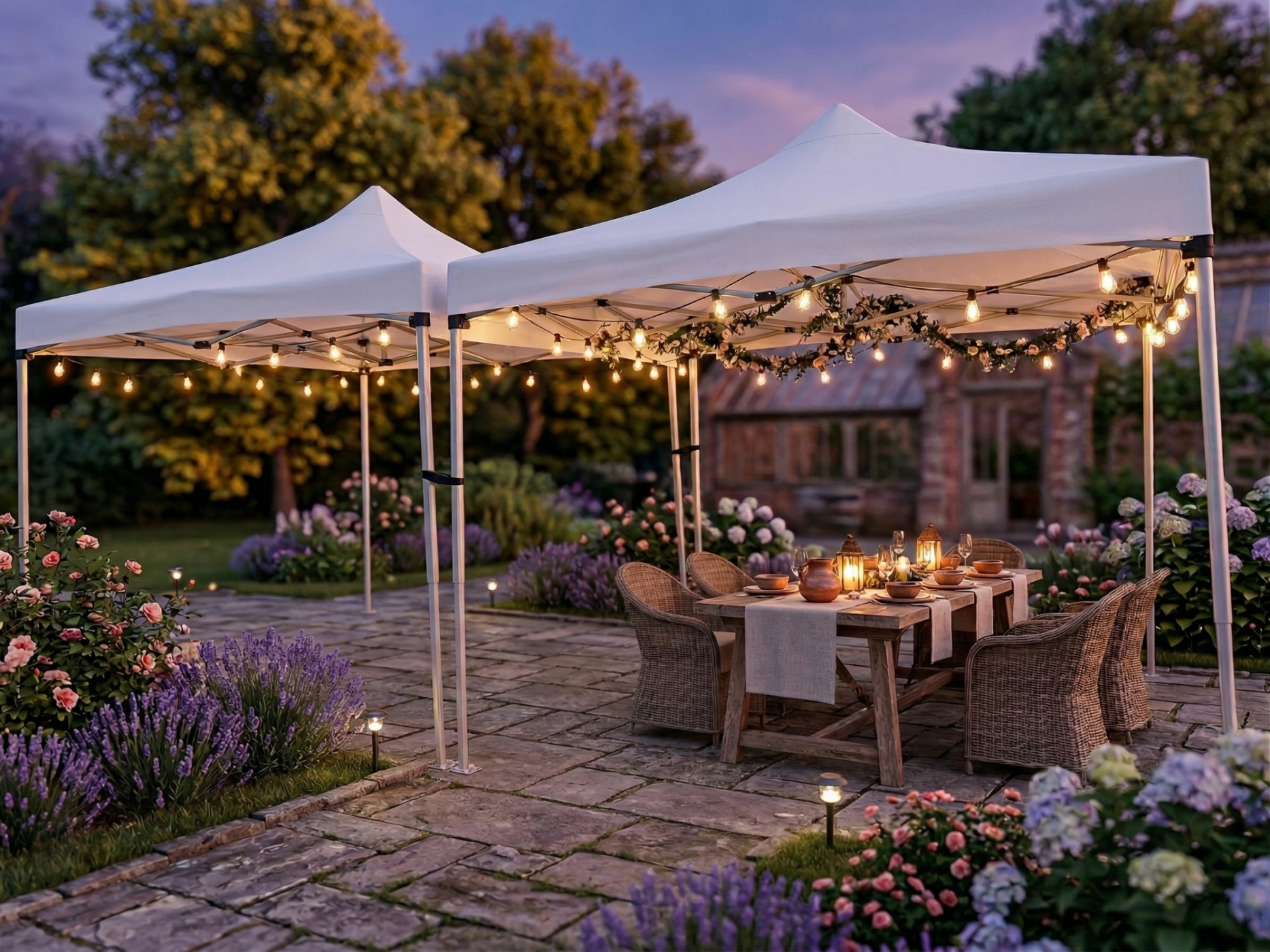 VDD - Partytent Easy Up - Paviljoen - Opvouwbaar Draagbaar - Evenementen Tent - Camping - Waterdicht - Met Draagtas - Wit - 3 x 6m - set van 2 - alternatieve afbeelding
